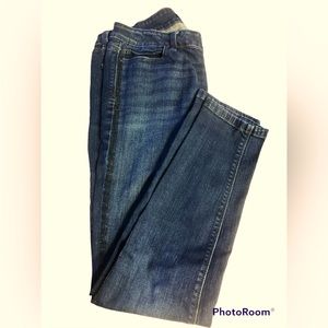 WHBM black crystal tuxedo striped size 8 jeans. Stretch comfort.